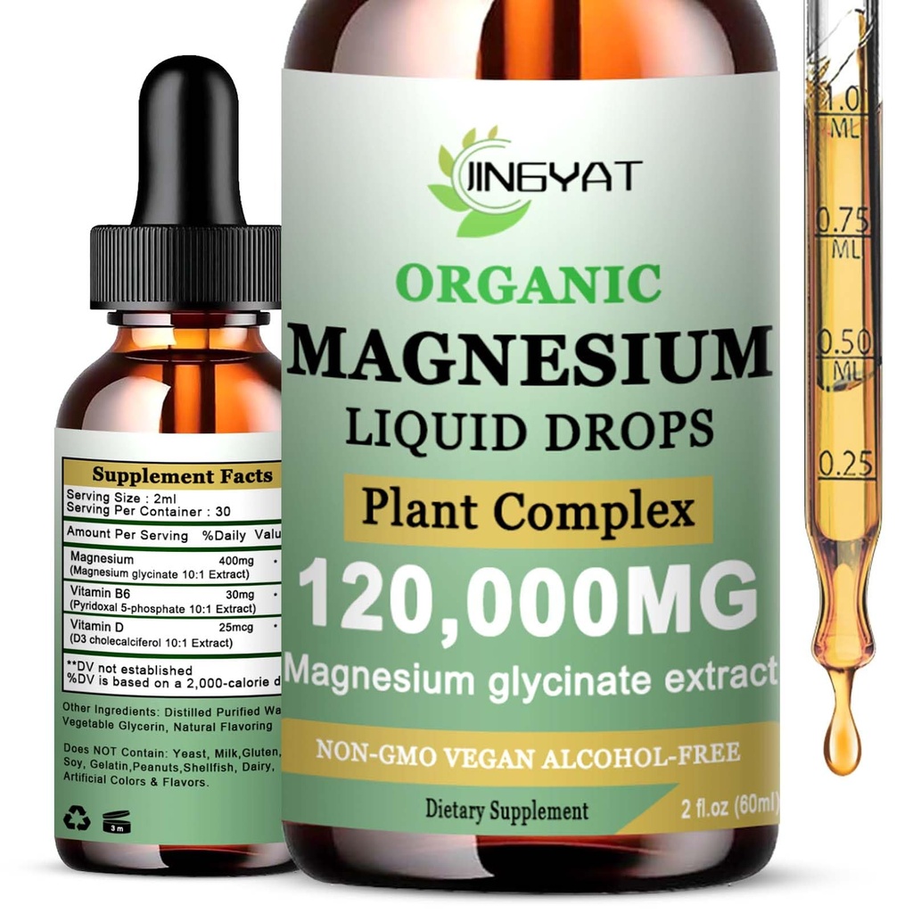 Cortisol Supplement Liquid Magnesium Glycinate w/Vitamin D3&B6-High Absorption Chelated Magnesium Supplement for Sleep,Muscle,Heart Health-6X Potency Than Magnesium Gummies Powder
