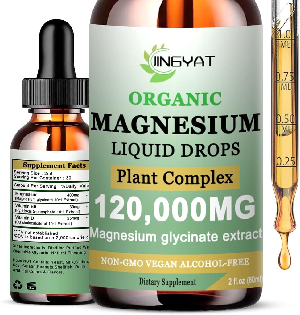 Cortisol Supplement Liquid Magnesium Glycinate w/Vitamin D3&B6-High Absorption Chelated Magnesium Supplement for Sleep,Muscle,Heart Health-6X Potency Than Magnesium Gummies Powder