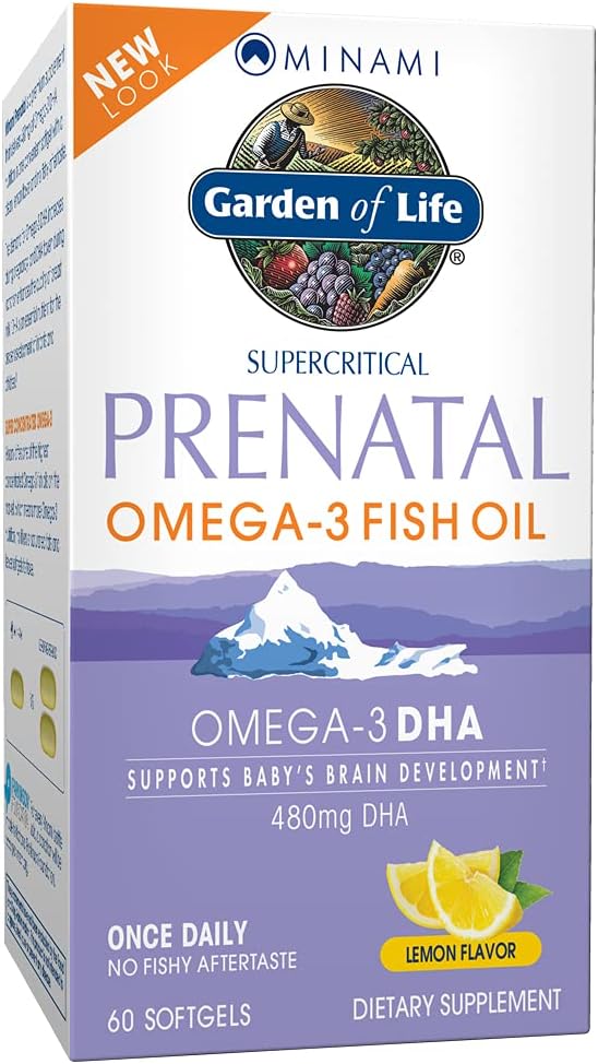 Jardin de la vie Supplément d'huile de poisson DHA Omega 3 - Minami naturel prénatal, citron, 60 softgels