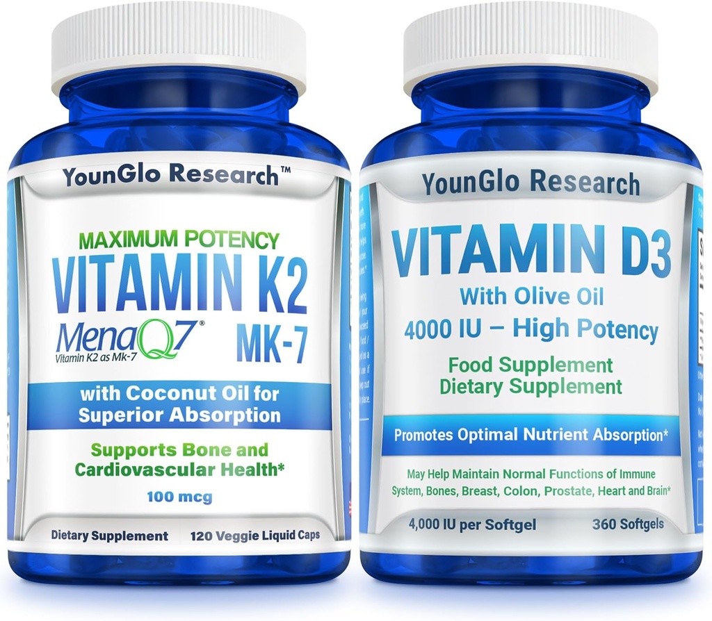 Vitamine D3 4000 UI et vitamine K2 MK7 100 mcg Suppléments