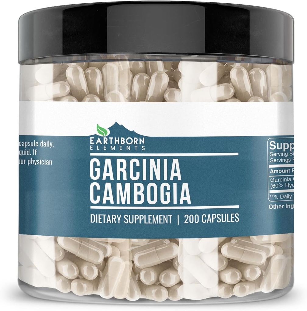 Éléments terriens Garcinia Cambogia 200 Capsules, pures et non diluées, sans additifs