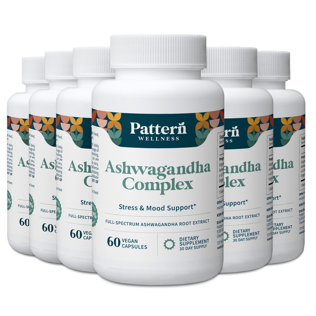 Motif Wellness Complexe Ashwagandha pour les hommes et les femmes - KSM-66 & Black Pepper Extract - Santé du corps et du cœur entier - Soutient le stress et l'humeur - Non-OGM - 360 Capsules Vegan