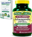 Extra Strength Ashwagandha 1300 mg, 60 Capsules végétariennes - Stress et soutien cognitif - Bien-être holistique, sans soja, sans gluten et sans lactose