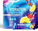 Packs d'hydratation en poudre d'électrolytes – Mélange de boisson de récupération avec du sodium, du potassium, du magnésium, du calcium, de la vitamine C et du zinc – sans sucre, kéto, non OGM et végétalien – citronade aux fraises – 32 bâtons