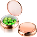 Pill Box Cute Small Pill Box for Purse & Pocket Medicine Organizer Travel Pillbox Waterproof Pill Case Metal Pill Container Holder for Vitamins, Fish Oil, Supplements (Rosegold)