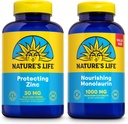 Nature's Life Nourrir Monolaurin 1000mg 250ct et protéger le picolinate de zinc 30mg 250ct - Gut Health et suppléments de soutien immunitaire - Monolaurin de noix de coco crues, Zinc chélaté - garantie de 60 jours