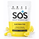SOS Hydratation Mélange de boissons électrolytiques – 24 portions, avec des vitamines essentielles – Basse-Calorie, Sucre faible, Supplément d'hydratation amicale Keto - Citron