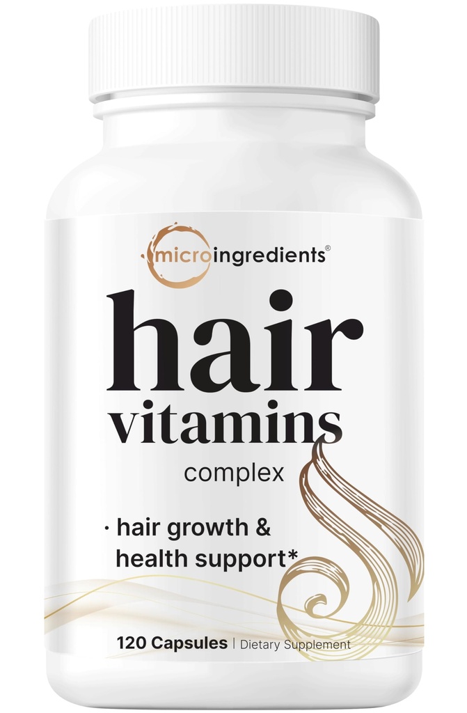 Micro-ingrédients Vitamines de croissance capillaire pour les femmes et les hommes, 120 Capsules Formule 14-en-1 avec Biotine, Collagène, Keratin, Saw Palmetto & More