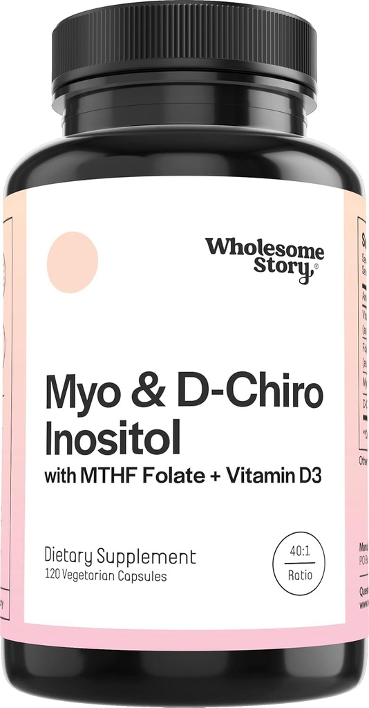 M-y-o in-os-itol et D-Chiro Inositol Capsules avec MTHF, Folate, Vitamine D-Support pour la fonction ovarienne, l'équilibre hormonal et les niveaux d'homocystéine