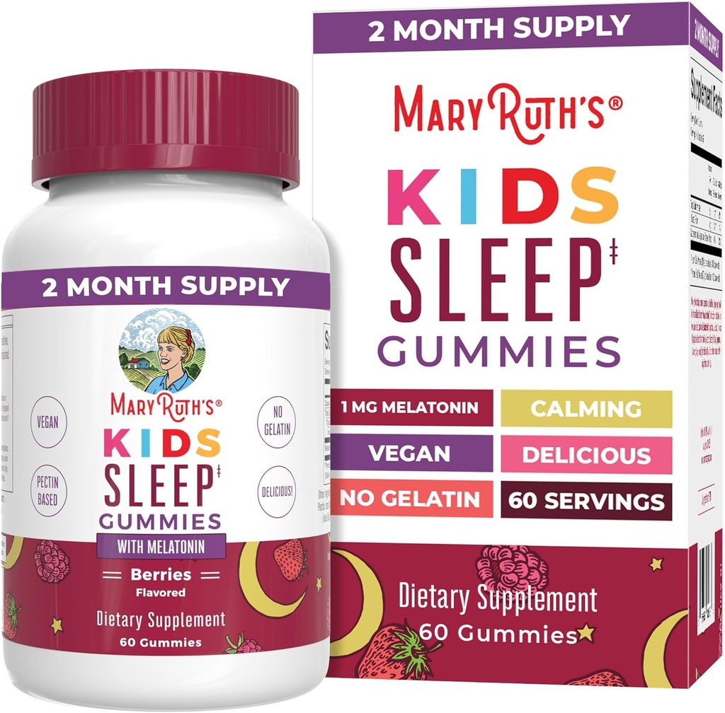 MaryRuth Organics Mélatonine Gommies pour les enfants (en anglais seulement) 2 mois d'approvisionnement (en anglais seulement) Sleep Gummy pour les enfants (en anglais seulement) 4 ans + (en anglais seulement) Mélatonine 1 mg (en anglais seulement) Relaxation et soutien au sommeil (en anglais seulement) Vegan (en anglais seulement) Sans gluten (en anglais seulement) 60 Compte