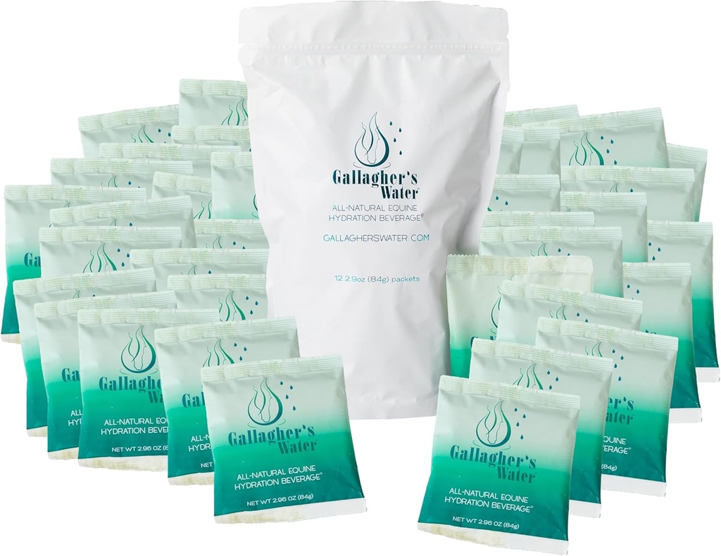 Gallagher's Water 120 Pack All-Natural Patented Equine Hydration Treat - Enhancement Powder Mix Horse Drink Treat to Help Encourage to Drink Water - Made with All Natural Ingredients, FEI Compliant