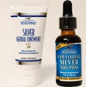 Suppléments d'ailes d'argent de sentier naturel - Argent colloïdal 500 ppm (1 oz / 30 ml) Immune Support Plus Onguent à base de plantes 250 ppm (1,5 oz)