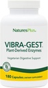 Natures Plus Vibra-Gest - 180 capsules - Supplément de soutien digestif végétarien avec probiotiques, enzymes de fruits et légumes vivants - Cultures vivantes naturelles - 180 portions