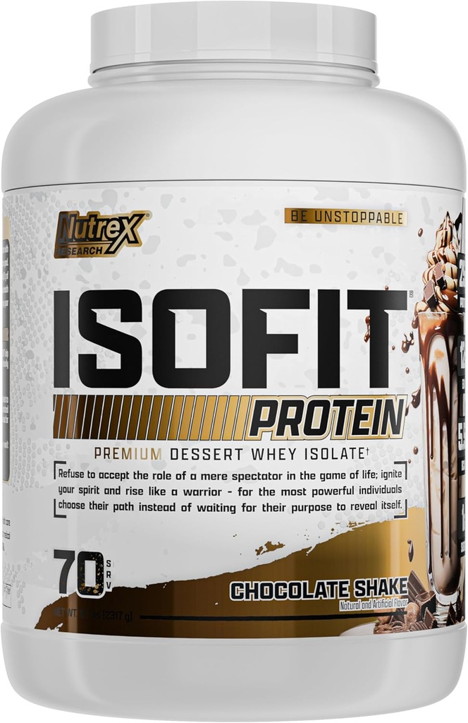 Nutrex Research IsoFit Whey Protein Powder Instantized 100% Whey Protein Isolate (70 Servings, Chocolate Shake)