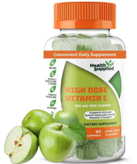 La vitamine C aromatisée de la pomme aromatisée Gommies Mega Dose - 1050 mg Vitamine C - Boosts Immune System and Supports Heart Health - Grande dégustation et facile à avaler