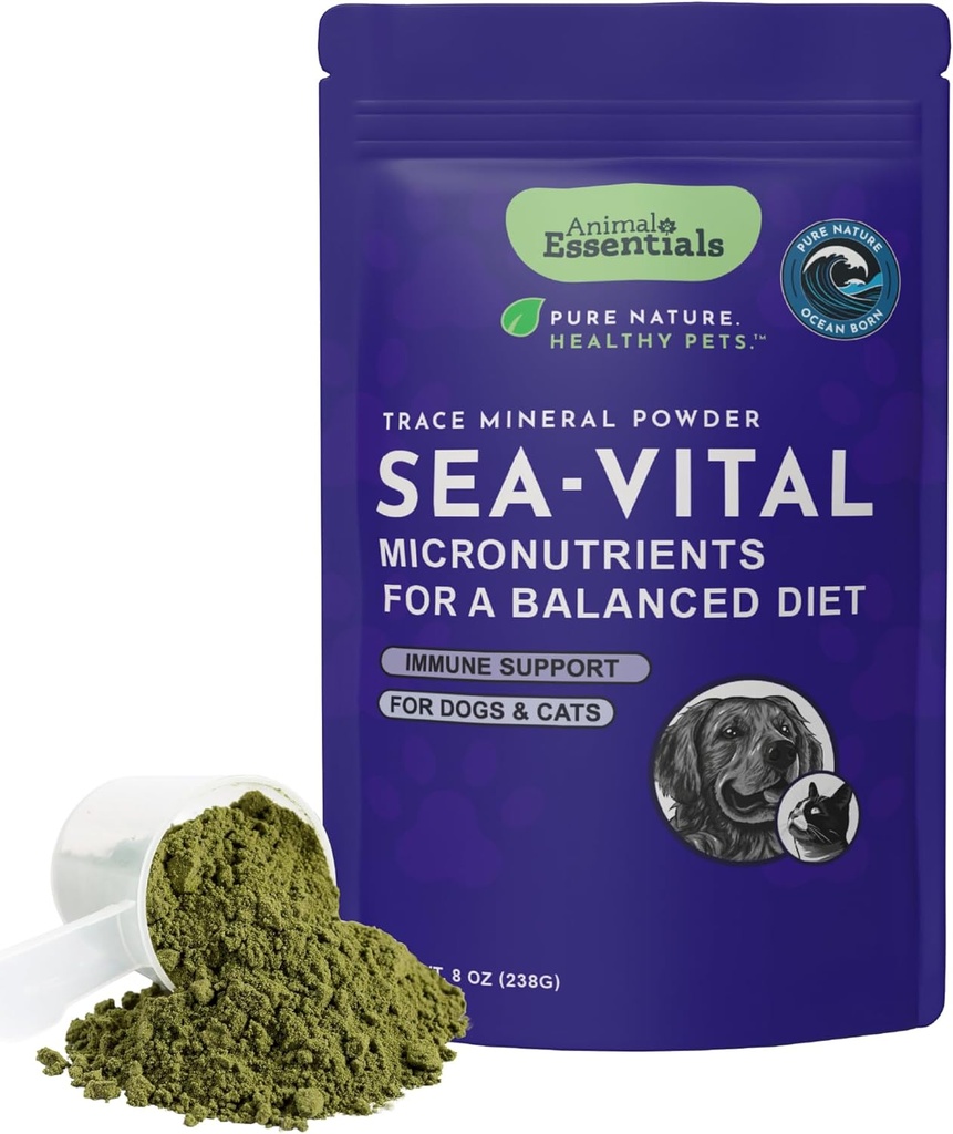 Animal Essentials Ocean Kelp pour chiens et chats - Support thyroïdien, supplément thyroïdien, poudre de Kelp de mer, minéraux traces, vétérinaire recommandé - 8 Oz