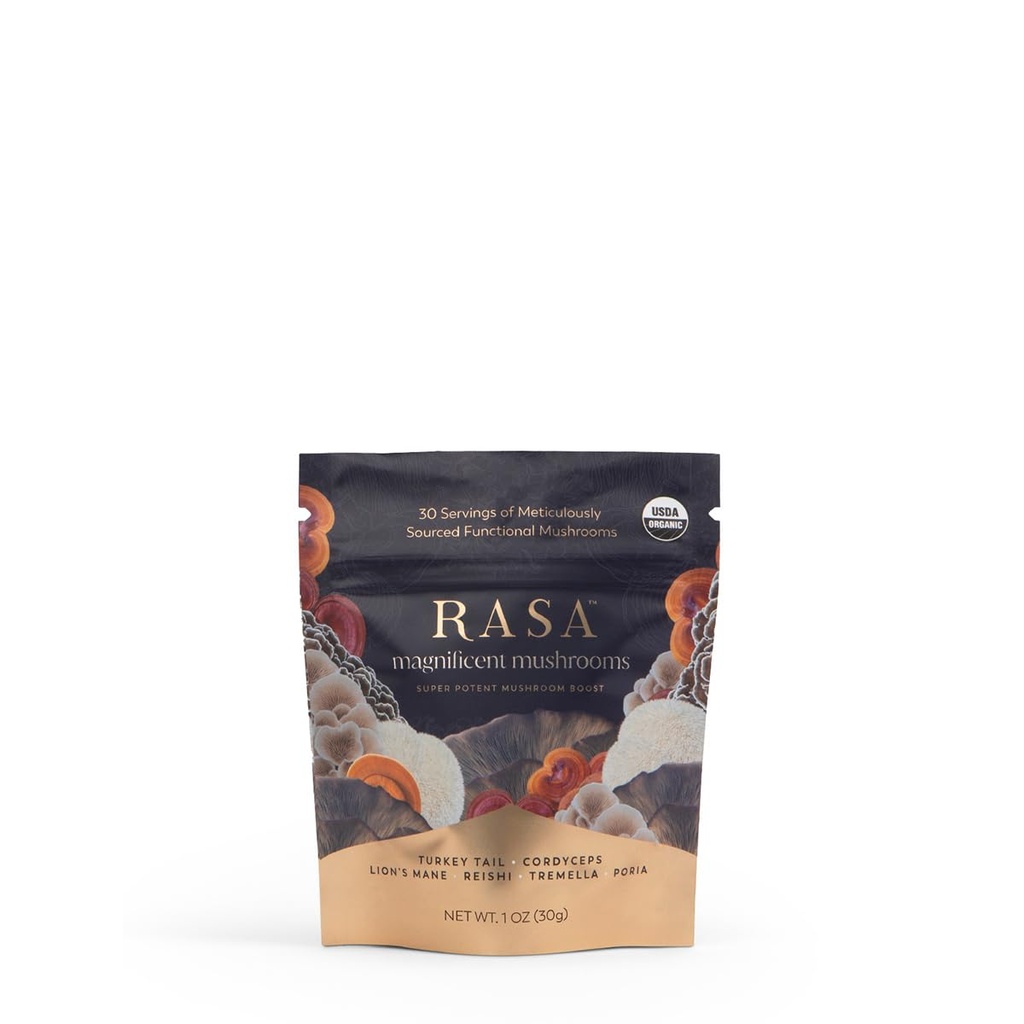 Rasa Magnificent Champignons – Meilleur supplément de mélange de champignons (100 %) Corps de fruits (100 %) Poudre d'extrait de champignons bio extra-potents (100 %)