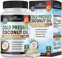 Capsules d'huile de coco 2000mg - Bio Pure Extra Virgin Cold Pressed MCT Riche et non-OGM pour ongles de peau sains Soutien de croissance des cheveux Bloating Anti Vieillissement Digestion - 120ct (2 mois d'approvisionnement)