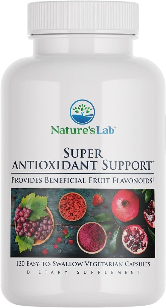 Lab Nature Super Antioxydant Support - Resvératrol, Acai, Goji Berry, Noni Fruit, grenade - 120 Capsules (60 jours d'approvisionnement)