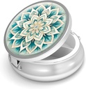 Pill Box-3 Compartiment petit étui de pilule pour la Purse & Pocket Mini Pill Holder Metal Travel Pill Conteneur pour tenir des suppléments de vitamines sans BPA (Green Mandala)