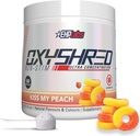 EHP Labs OxyShred Non Stimulant Pre Workout Powder - Stim Free Pre Workout, Caffeine Free Preworkout pour les hommes et les femmes avec L Glutamine et acétyl L Carnitine - Peach, 60 portions