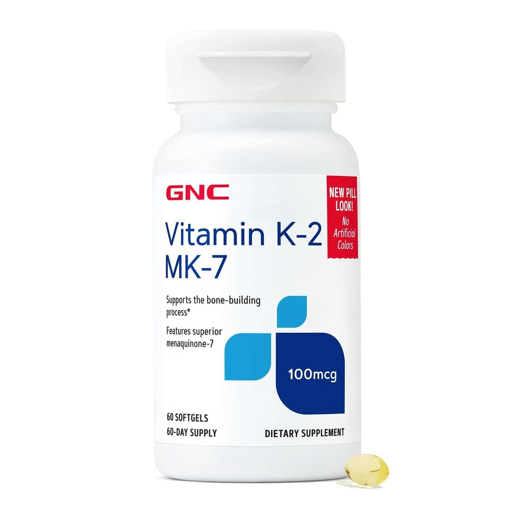 GNC Vitamine K-2 100mcg, supporte le processus de construction des os, 60 Softgels