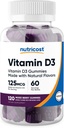 Nutricost Vitamine D3 Gommies 5 000 UI (125 mcg), 120 Gommies - Mélange de baies aromatisées, 60 portions