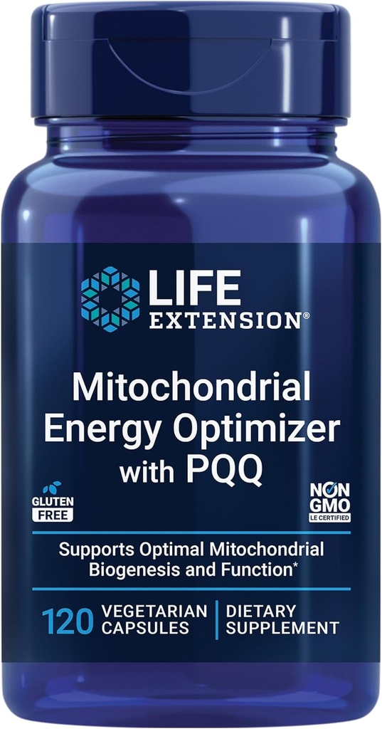 Prolongation de vie Mitochondrial Energy Optimizer avec PQQ - Supplément énergétique pour les Mitochondries en santé - Avec Taurine, Vitamine B, Pyrroloquinoline Quinone - Sans gluten, sans OGM - 120 capsules végétariennes
