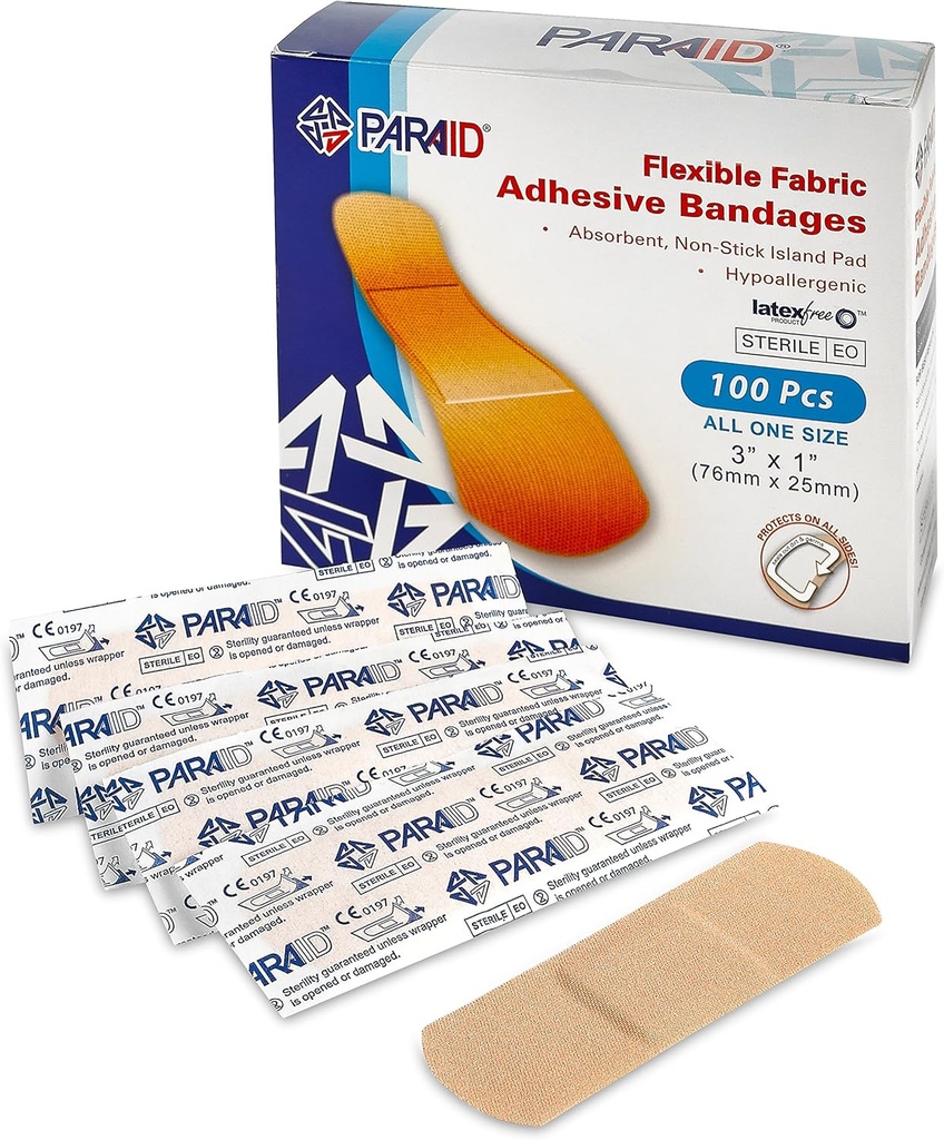 Bandes de tissus flexibles - Bandes adhésives en tissu souple Bandes de doigts et bandes de pouce pour le soin des doigts et pour protéger les blessures contre l'infection - (100 Count Box)