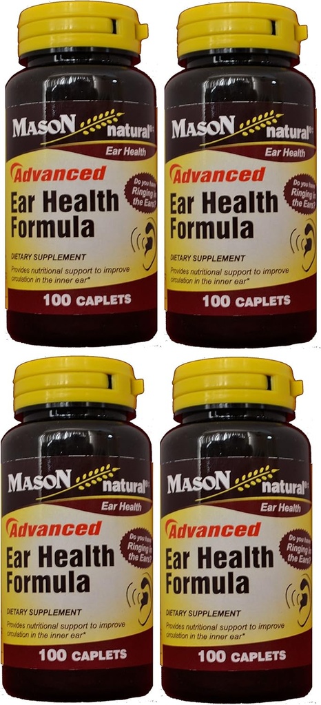 Mason Natural Advance Ear Health Formula Bioflavonoids Plus 100 Caplets par boîte de bouteille de 4 Total 400 Caplets