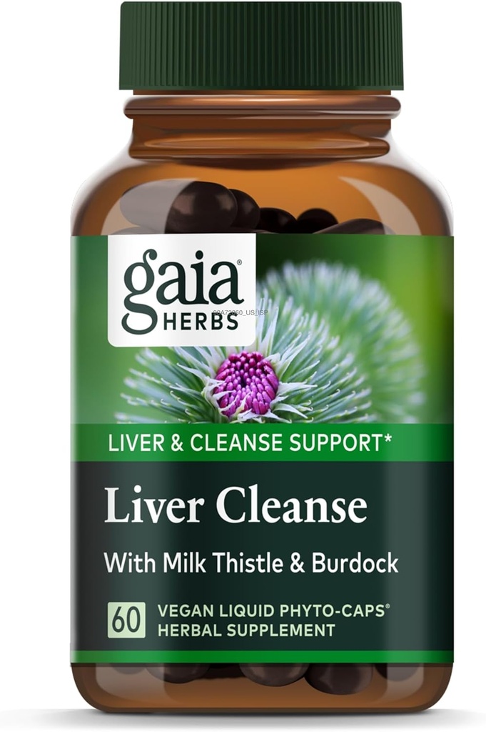 Gaia Herbs Nettoyant du foie - Supplément à base de plantes de soutien de la santé du foie avec chardon de lait, dard, curcuma, dandelion et plus* - 60 capsules de phytothérapie liquide végétalienne (30 portions)*