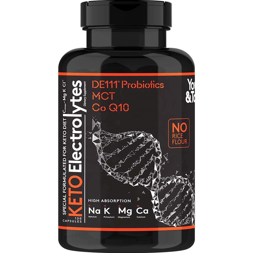 Capsules d'électrolyte kéto avec MCT, Magnésium, Potassium et Zinc – Probiotiques, CoQ10 et Vitamine D3 pour l'hydratation, l'énergie, le jeûne, les régimes à faible teneur en glucides et en carnivores – 120 pilules non aromatisées