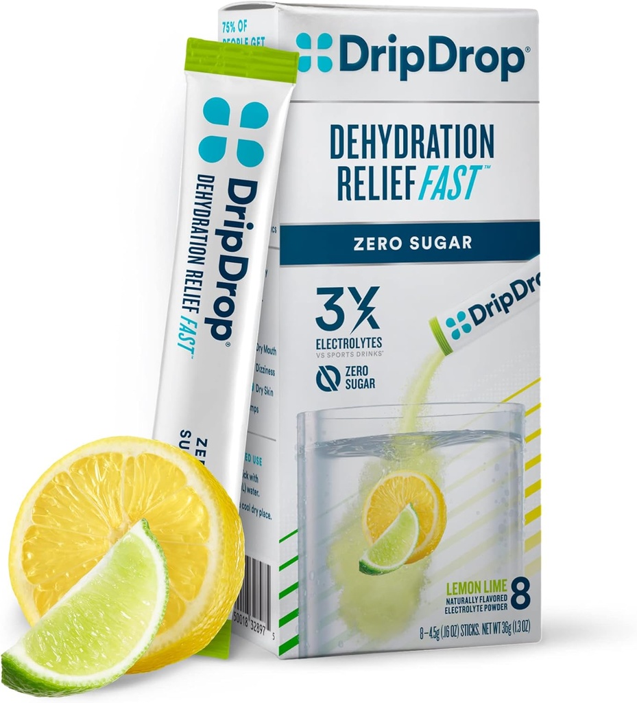 hydratation goutte à goutte - Paquets de poudre d'électrolyte de sucre zéro Keto - Citron Lime - 8 Compte