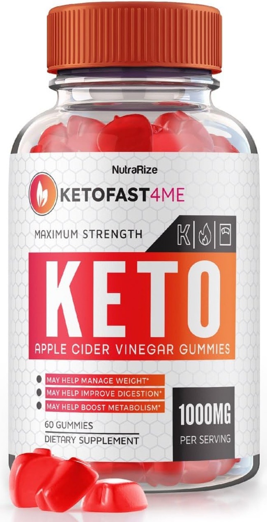 NutraRize KetoFast4ME Keto+ACV Gummies pour la perte de poids avancée, supplément de force maximale, Gomitas Gummy Reviews (60 Gummies)