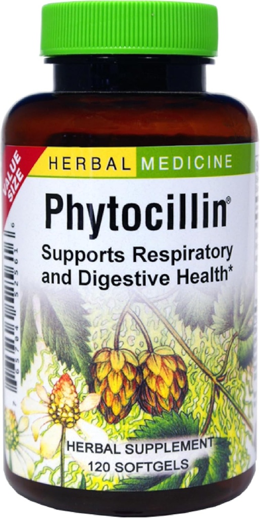 Herbes Etc. Phytocillin - Supplément de soutien respiratoire et digestif pour la santé - Formule à base de plantes pour soutenir la digestion - Soutien Respiration saine - 120 Softgels (120 portions)
