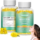2 Pack Mullein Gummies - Mullein Leaf Extract pour les poumons, Lung Detox Cleanse pour les fumeurs,Mullein Lung Supplément de soutien pour le soutien immunitaire,Mucus Relief,120 légumes sans sucre