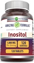 Formules étonnantes Supplément comprimés d'inositol $ 1000 Mg par portion $ Vitamine B8 $ Non-GMO $ Sans gluten $ Fabriqué aux États-Unis (1 Pack, 120 Compte)
