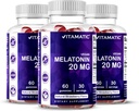 Mélatonine vitamatique 20 mg Gummies pour adultes, 30 portions - 60 Gummies végétariennes - Supplément de formation non-habitant
