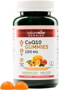 NatureWise CoQ10 Gummies 100mg - Farine de mangue de pêche - Supplément pour la santé cardiaque et l'activité antioxydante - Pectine-basée, végétalienne, soja et sans gluten, non-OGM - 90comptes[45 jours]