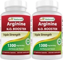 Best Naturals L-Arginine NO Booster Triple Strength 1300 mg Servant 120 Capsules de Veg (120 Nombre (paquet de 2))