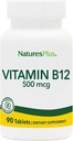 Natures Plus Vitamine B12 (méthylcobalamine) - 500 mcg, 90 comprimés végétariens - Soutien de cellules sanguines rouges de haute puissance - Booster d'énergie naturelle, favorise la santé générale - Sans gluten - 90 portions