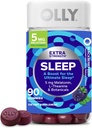 OLLY Extra Strength Sommeil Gummy 5 mg Mélatonine, L-Theanine, Camomille, Extraits de baume de citron, Aide au sommeil, BlackBerry Flavor - 90 Compte