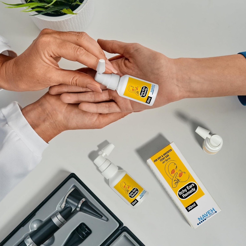 NAVEH PHARMA Oreilles démangeaisons Nettoyage de l'oreille et soulagement de la démangeaisons Traitement de toutes les causes de démangeaisons de l'oreille