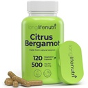LongLifeNutri Citrus Bergamot Extract 500mg - 120 Capsules végétariennes, 40% Flavanones polyphénoliques, 4 mois d'approvisionnement, anti-oxydant à base végétale, testé, fabriqué aux États-Unis