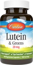Carlson - Lutéine et Verts, 20 mg, Support de la vision et fonction oculaire, Antioxydant, 180 capsules végétariennes