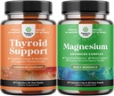 Ensemble de complexe de soutien thyroïde à base de plantes et complexe de magnésium à absorption élevée - supplément d'énergie pour la santé thyroïde - avec oxyde de magnésium pour la digestion de l'estomac et le soutien de l'humeur