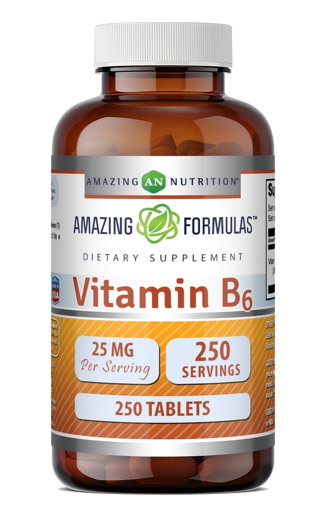 Formules étonnantes Vitamine B6 Pyridoxine 25mg 250 Comprimés Suppléments