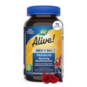 La nature est vivante ! Hommes 50+ Premium Gummy Multivitamine, soutient le coeur sain, le cerveau et la fonction musculaire*, B-Vitamines, végétarien, raisin, orange et aromatisé cerise, 75 Gummies