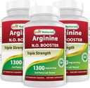 Best Naturals L-Arginine NO Booster Triple Strength 1300 mg Servant 120 Capsules de Veg (120 Nombre (paquet de 3))