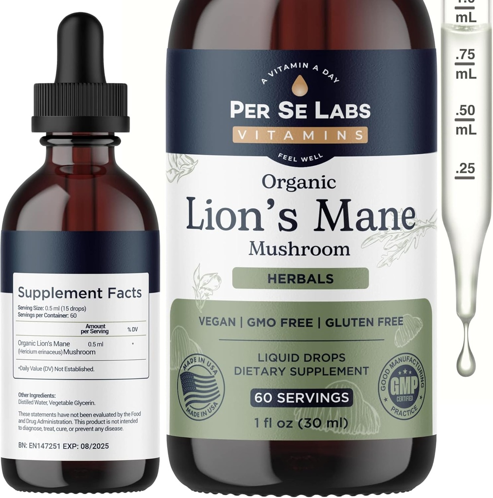 Lions Mane Supplément Champignons gouttes liquides